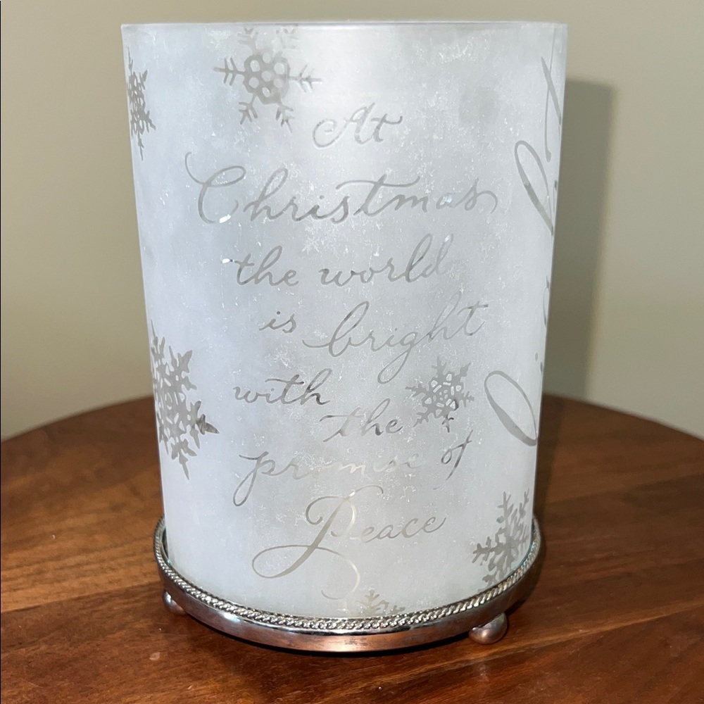 Frosted Glass Candle Chimney with Silverplated Base - used